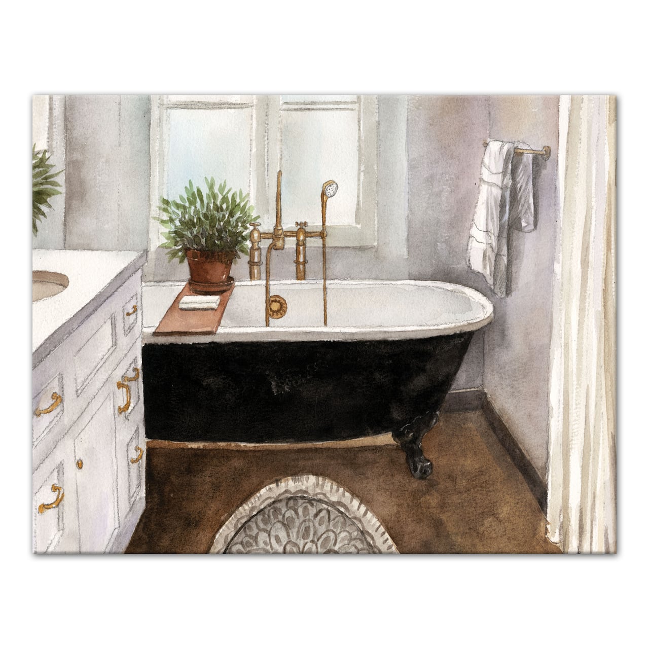 Bath Tub Scene 14" x 11" Canvas Wall Art